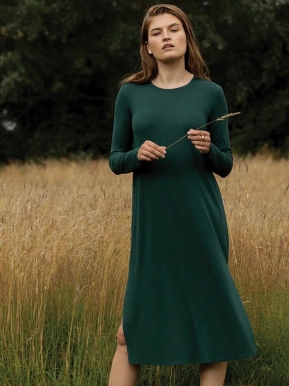 LAKE Green Long Sleeve Bamboo Lounge Dress Sz.S